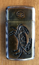 Vintage Cancer Crab Zodiac Sign Lighter w/ Brass Face - June 22 to July 22 picture