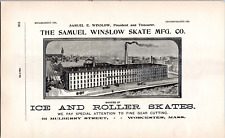 1890s Print Ad -Samuel Winslow Skate Mfg, Worcester, Massachusetts picture