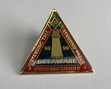 VINTAGE 1999 Delaware Freemasonry Lapel Pin W/ Butterfly Clutch, 1 3/8” Wide picture