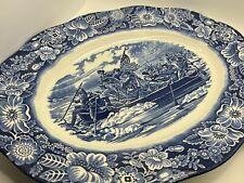 Vintage Staffordshire Washington Crossing the Delaware Liberty Blue Plate picture