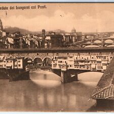 c1900s Florence, Italy Hotel de Rome Stamp Arno River Bridges Photo Postcard A82 picture