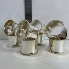 Set Of Eight Vtg Silver Plated Beaded Napkin Rings  Unmarked picture