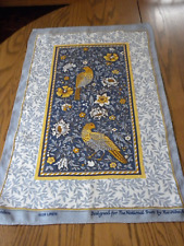 Pat Albeck Vtg Tea Towel Standen Irish Linen National Trust Blue Birds Partridge picture