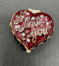 Monet Enameled Valentine's I Love You Heart Hinged Magnetic Trinket Pill Box picture