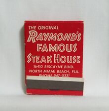 Vintage Raymond's Famous Steak House Matchbook Miami Beach FL Advertising Full picture