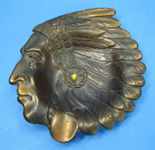 Native American Indian Chief Copper Ashtray Made in Japan Vintage picture