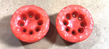 Vintage 2 Matching Watermelon Color Plastic 7/8” PIERCED Buttons Carve Detail picture