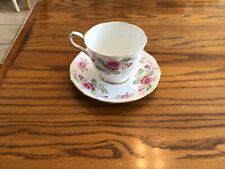Vintage Tuscan English Bone China Cup and Saucer Set Pink Floral picture