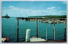 Postcard Port Jefferson Long Island New York Brookhaven Town Marina Chrome L1B picture