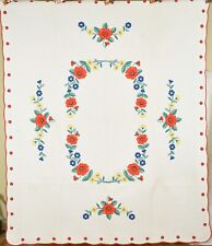 Well Quilted Vintage 30's Poppy, Daisy & Blue Flower Applique Antique Quilt picture