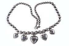 Vintage Italian Sterling Hearts Beaded Necklace  18
