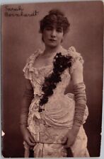 c1900s Actress SARAH BERNHARDT Real Photo in Costume *TRIMMED / Writing on Front picture