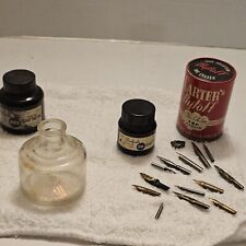 Vintage Calligraphy Items Ink For Stamp Pad, Ink Well, Pen Tips, Ink Eraser picture