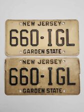 1977-1978 Issue New Jersey Garden State Yellowed License Plates Set 660 IGL Pair picture