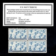 1945 - UNITED STATES NAVY - Vintage (WWII)  Mint -MNH- Block of Postage Stamps picture