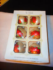 Vintage Box of 6 Poinsettia Ball Ornaments picture