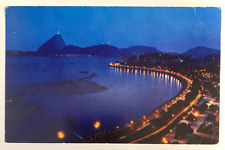 Pan American Vintage Advertising Postcard Brazil Rio de Janeiro Night Aerial picture
