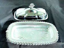 VINTAGE CHROME BUTTER DISH WITH COVER 3 PIECE picture