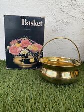 Vintage Leonard Solid Brass Basket Planter picture