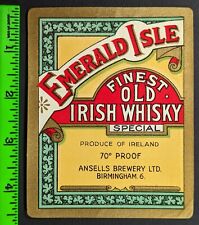 Vintage Emerald Isle Old Irish Whiskey Birmingham Ireland Label picture