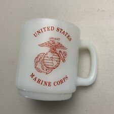 Vintage Glasbake Milk Glass United States Marine Corps Coffee Mug Retro picture