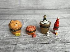 Vintage PHB Food & Drink Hinged Trinket Box Lot w/ Matching Charms Lot of 4 picture