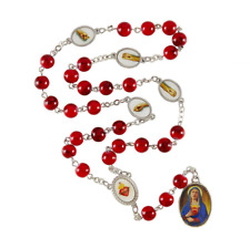 Chaplet of The 5 Five Holy Wounds Jesus with Prayer Card Red Catholic Lent picture