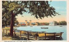 Denver CO Colorado City Park Ferril Lake Pavilion Spanish Style Vtg Postcard B8 picture