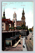 c1910s Postcard Dresden Theaterplatz Schlossturm Ständehaus Hofkirche picture