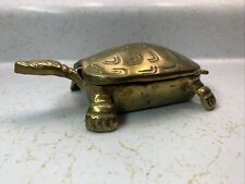 Vintage Brass Bronz Turtle Trinket Box Hinged Patina 6” Long picture