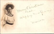 Vintage 1905 Beautiful Woman Postcard - Christmas - New Year - Chelsea Maine picture