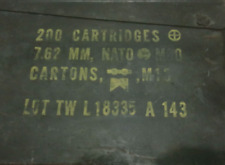 Ammo Box 7.62mm NATO 200 Cartridge M80 M13 LOT TW L 18335 A 143 RARE VINTAGE VET picture
