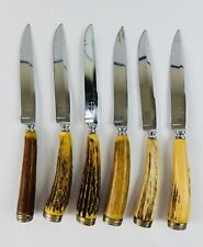 Vintage Unimart Steak Knives Set w/Deer Antler Handles GERMANY picture