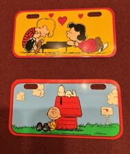Vintage (Lot of 2) Peanuts Snoopy Bike License Plates Made USA picture