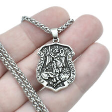 Archangel Saint St Michael Protect Us Medal Shield Pendant Necklace w 20