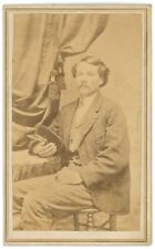 CIRCA 1880'S Named Rare CDV Man Holding Conductor Hat In Suit Harris Fremont, OH picture