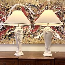 Monumental Pair of Plaster Draped Lamps in the style of John  Dickinson picture