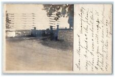 1906 Rock Wall Fence Scene Pottstown Pennsylvania PA RPPC Photo Posted Postcard picture