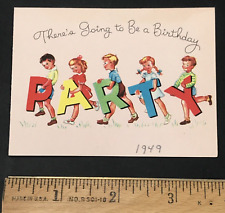 1949 Children Dancing Birthday Party Invitation Greeting Card Gartner & Bender picture