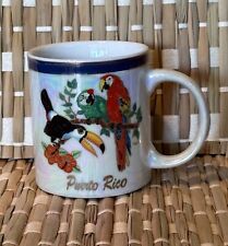 Iridescent Souvenir Mug From Puerto Rico With Parrots Perfect Condition picture