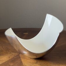 White Enamel Lined Modern Abstract Centerpiece Bowl Vtg MCM Michael Lax Style picture