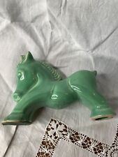 Vtg American Art Pottery Green Percheron Draft Horse Animal Figure 9” picture