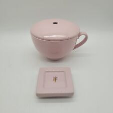 Tea Forte Cafe Cup Pink Ceramic Tea Cup With Lid And Teabag Holder picture