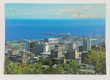 Aerial of Ore Boat exiting the Duluth Harbor Duluth Minnesota Postcard Unposted picture