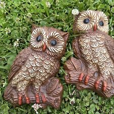 Vintage Pair of Owls Wall Hanging 3D Art Molded Hard Foam Home Decor picture