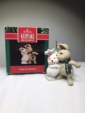 Vintage 1991 Hallmark Under The Mistletoe Christmas Ornament ~ Rabbits Boxed picture