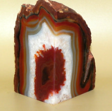Brazilian Agate Quartz Geode Bookend Red/ Brown Crystal 4.5