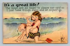IT'S A GREAT LIFE VINTAGE ARTIST SIGNED POSTCARD picture