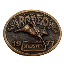 Bull Rider Rodeo Belt Buckle 1977 National Finals NFR Hesston Western Vintage picture