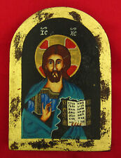 JESUS SAVIOR Wooden Icon Wax Seal Religious Hand Painted NOVGOROD NORTH RUSSIA picture